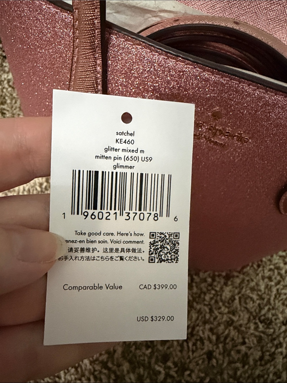 kate spade Medium Glitter Satchel - Mitten Pink - Picture 9 of 9